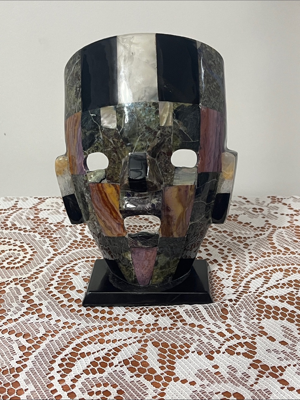 Vintage Mexican Mosaic Mask Sculpture